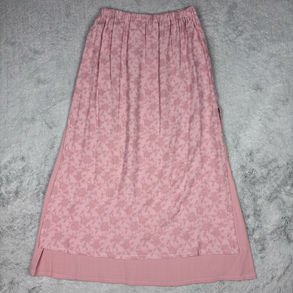 Women Floral Texture Maxi Skirt Pull On Cottage Romantic Coquette Fairy Y2K L‎
